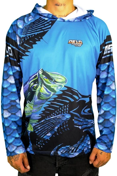 Oslo Performans Balıkçı T-Shirt Kapüşonlu Fish Scale