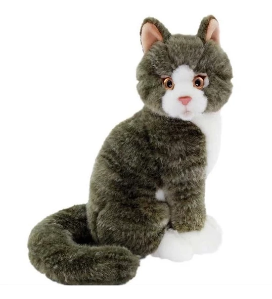 Animals Of The World Oturan Gri Kedi 22 cm Peluş Oyuncak 20888