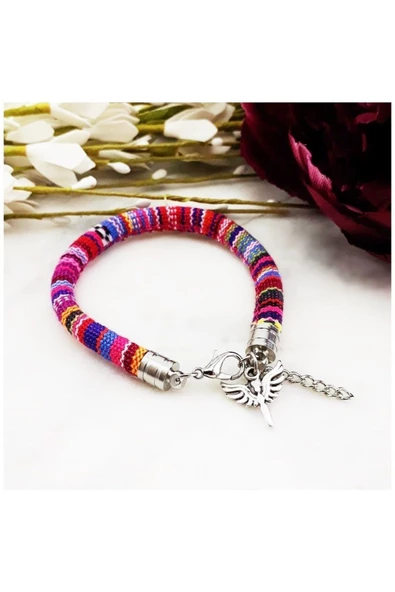 Gümüş Renk Mikail Meleği Kadın Retro Örme Bileklik - 2