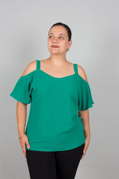 Büyük Beden Askılı Bluz Siyah - 2