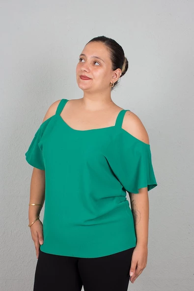 Büyük Beden Askılı Bluz Siyah - 3
