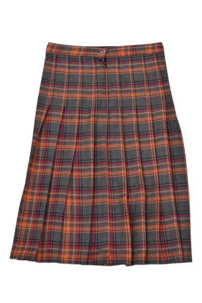 Kadın Ekose Kolej Etek Turuncu Füme KUYUCAK-28 - Resim 3