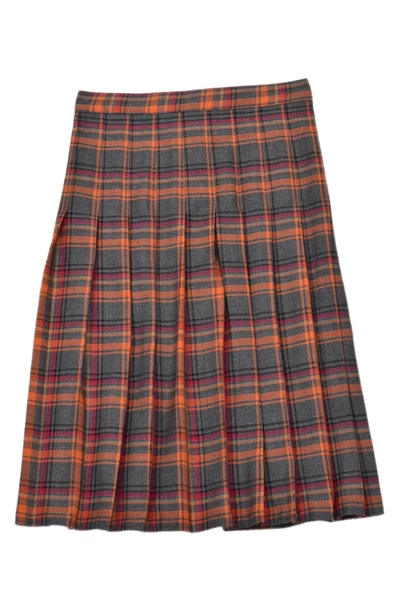 Kadın Ekose Kolej Etek Turuncu Füme KUYUCAK-28 - Resim 2