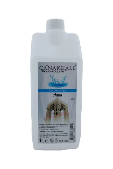 (Şeffaf Renksiz) - 2 Adet Aqua (OKYANUS) Kolonyası - Litrelik - Korumalı Kapak - Yeni Model - 2