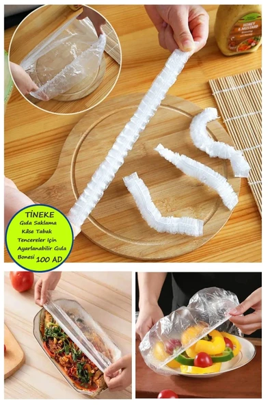 100 Adet Yeniden Kullanılabilir Gıda Saklama Kâse Tabak Tencereler Için Ayarlanabilir Gıda Bonesi
