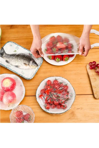 100 Adet Yeniden Kullanılabilir Gıda Saklama Kâse Tabak Tencereler Için Ayarlanabilir Gıda Bonesi - 7