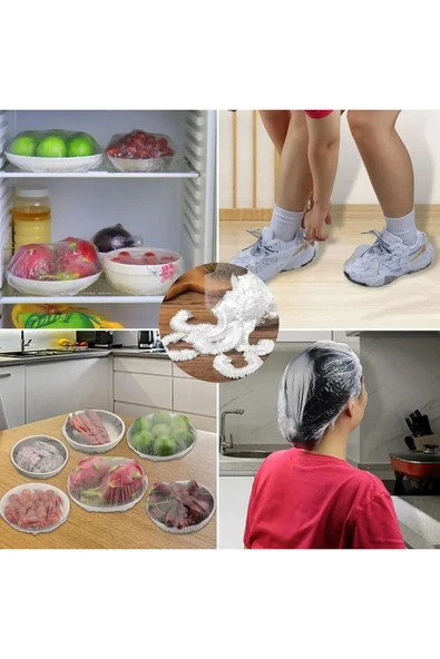 100 Adet Yeniden Kullanılabilir Gıda Saklama Kâse Tabak Tencereler Için Ayarlanabilir Gıda Bonesi - 2