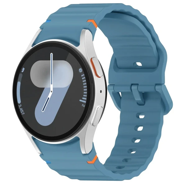 Samsung Galaxy Watch 4 5 6 7 FE 40 40 44 Classic 42 43 46 47 mm Kordon Dekoratif Örgü Çizgili Spor Silikon Kayış - 10