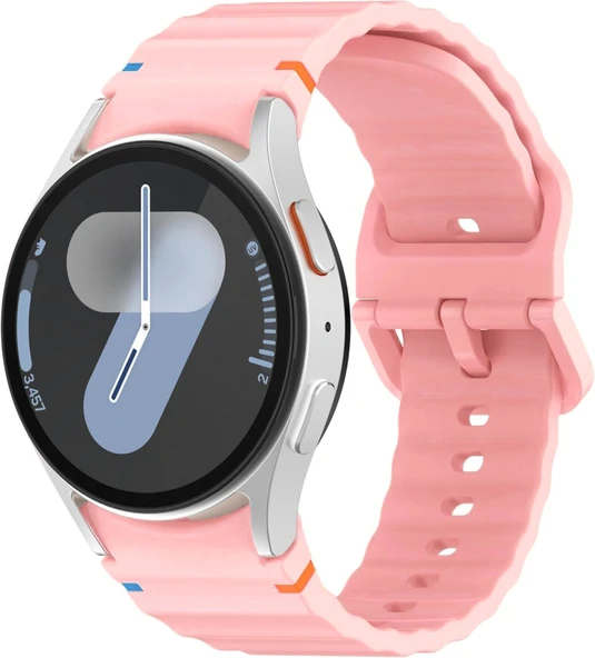 Samsung Galaxy Watch 4 5 6 7 FE 40 44 Classic 42 43 46 47 mm Kordon Dekoratif Örgü Çizgili Spor Silikon Kayış - 3