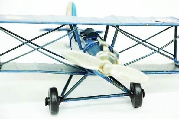 Dekoratif Metal Uçak Çift Kanatlı Biblo Dekoratif Hediyelik - Resim 3