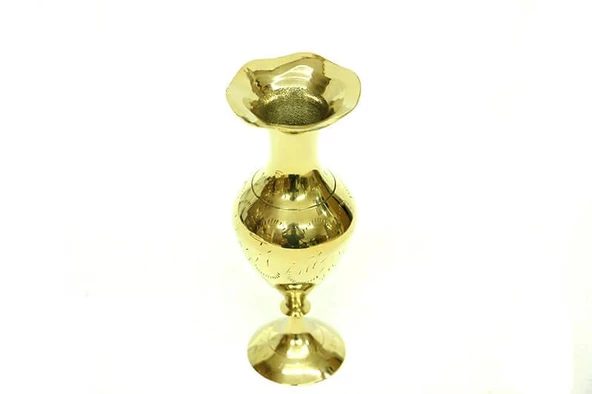 Vazo Düz Model Tamamı Pirinç Dekoratif Hediyelik - 3