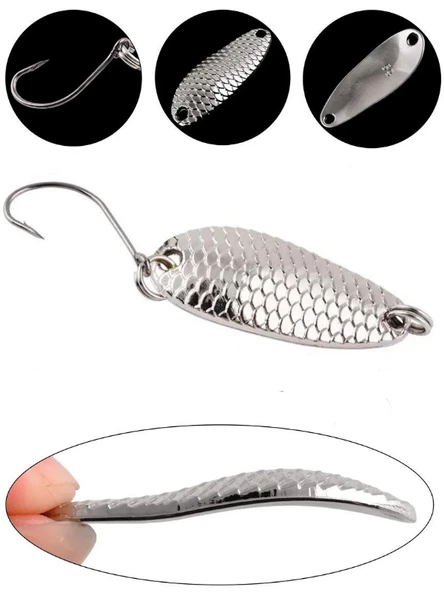 Eagenset Kaşık 5g/3.2c.m Gümüş Yapay Yem, Spin, Rapala, Jig Yem, Zoka Yem, Alabalık, Çinekop, Levrek, Lüfer, Palamut, Zargana, Turna, Zoka Yem - 3