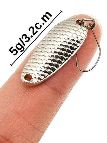 Eagenset Kaşık 5g/3.2c.m Gümüş Yapay Yem, Spin, Rapala, Jig Yem, Zoka Yem, Alabalık, Çinekop, Levrek, Lüfer, Palamut, Zargana, Turna, Zoka Yem