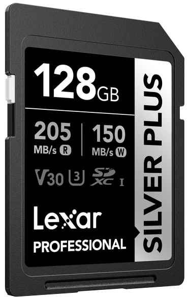 LEXAR 128GB LSDSIPL128G-BNNNG SD PROFESSIONAL SILVER PLUS SDXC UHS-I CARDS UP TO 205MB/S READ 150MB/S WRITE C10 V30 U3