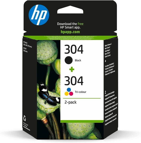 HP 3JB05AE 304 SIYAH/UC RENKLI 2LI PAKET MUREKKEP KARTUSU