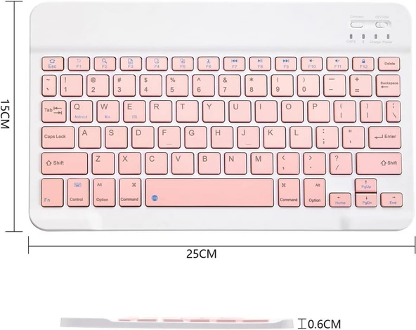 Hometech Alfa 10 MB 10" Uyumlu Kablosuz Bluetooth Şarj Edilebilir Klavye - Pembe - 6