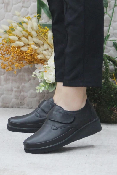 Mehmet Mete 4297 Siyah Çırtlı İç Ve Dış Hakiki Deri Kadın Ayakkabı - Resim 2