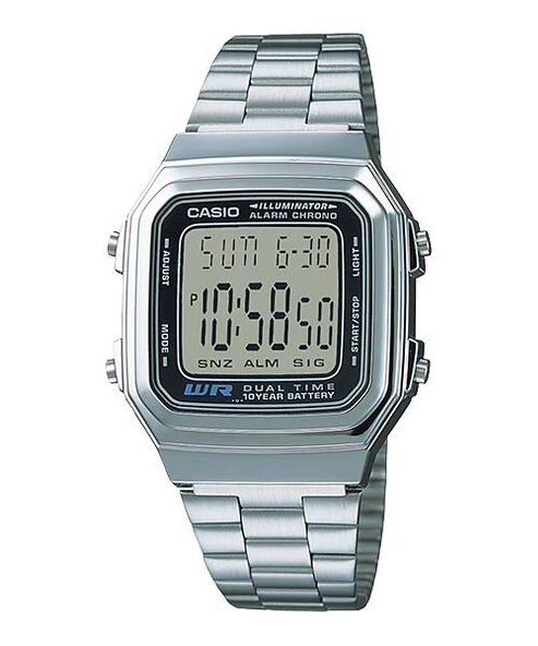 Casio A178WA-1ADF Alarmlı Kronometreli Dijital Metalik Üniseks Kol Saati - 1