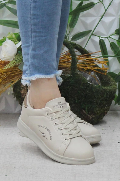 Fort Row Lena Bej Rahat Hafif Sneaker Kadın Spor Ayakkabı - Resim 2