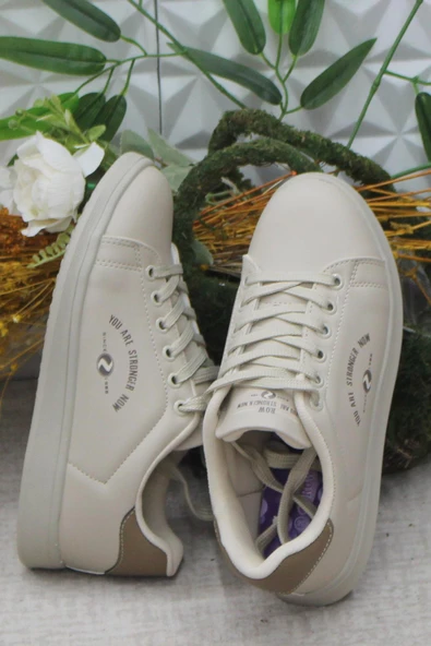 Fort Row Lena Bej Rahat Hafif Sneaker Kadın Spor Ayakkabı - Resim 5