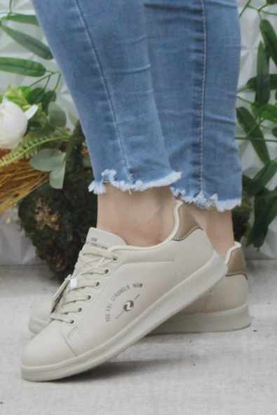 Fort Row Lena Bej Rahat Hafif Sneaker Kadın Spor Ayakkabı - Resim 3