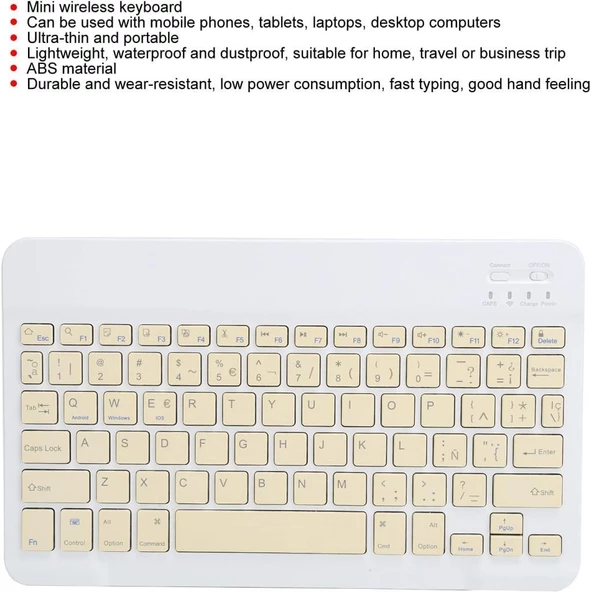 Lenovo Tab M9 ZAC30136TR 9" Uyumlu Kablosuz Bluetooth Şarj Edilebilir Klavye - Sarı - 2