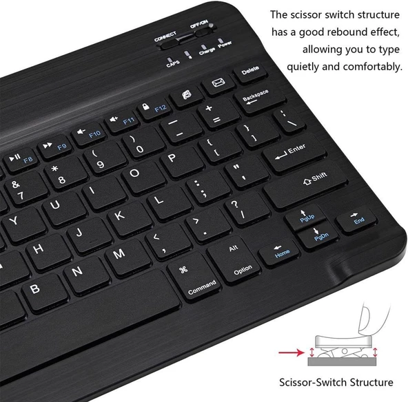 General Mobile E-Tab 4 10.1" Uyumlu Kablosuz Bluetooth Şarj Edilebilir Klavye - Siyah - 4