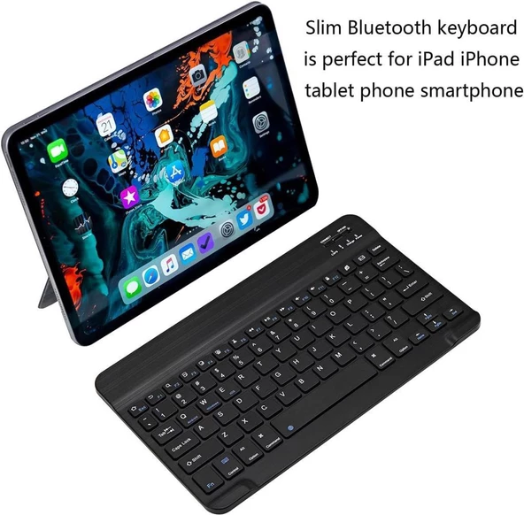 Hegitech Pro S10 10.1" Uyumlu Kablosuz Bluetooth Şarj Edilebilir Klavye - Siyah - 2