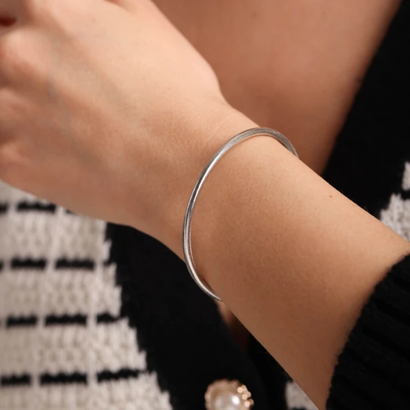 İtalyan Esnek Altın Bileklik Beyaz ürün görseli 1