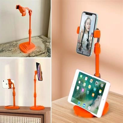 SEFAMHOME  Masa Üstü Tablet ve Telefon Tutucu Plastik Aparat Turuncu Telefon Standı