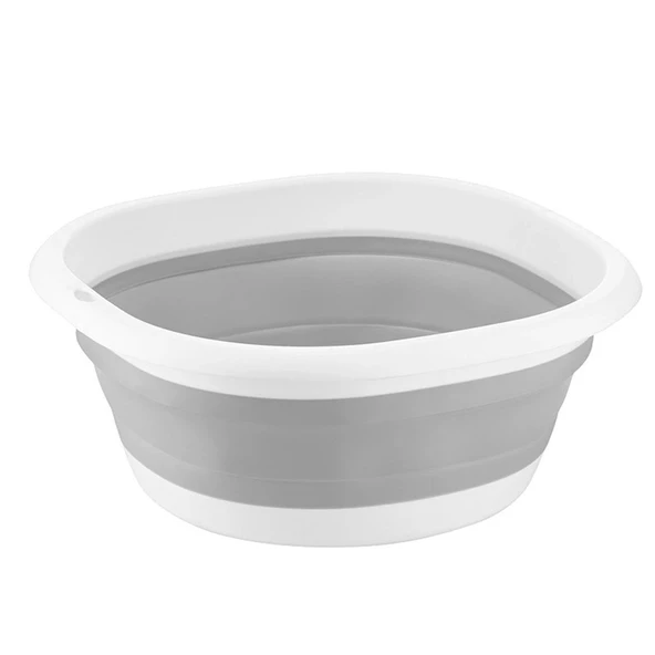 698 Çok Amaçlı Katlanır Badya Akordiyon Leğen- 3 Litre Beyaz Gri - Resim 4