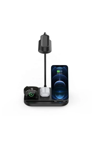 Mmctech 4 In 1 15w Hızlı Şarj 3 Kademeli Işık Apple Watch Androit Için Wireless Kablosuz Masa Şarj Standı - Resim 2