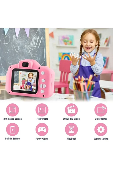 Mmctech Mini Fotoğraf Makinesi Çocuk Için Eğitici Video Kamera 1080p Hd Ekran Digital Usb Şarjlı Lens Camera