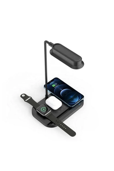Mmctech 4 In 1 15w Hızlı Şarj 3 Kademeli Işık Apple Watch Androit Için Wireless Kablosuz Masa Şarj Standı - Resim 3