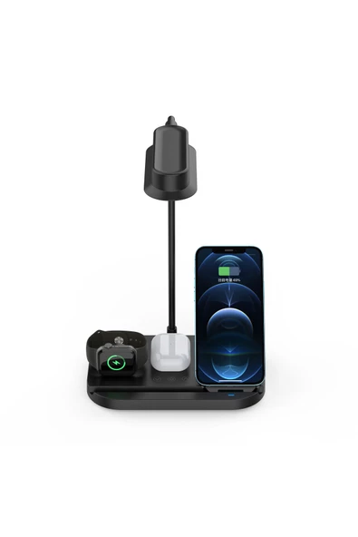 Mmctech 4 In 1 15w Hızlı Şarj 3 Kademeli Işık Apple Watch Androit Için Wireless Kablosuz Masa Şarj Standı - Resim 5