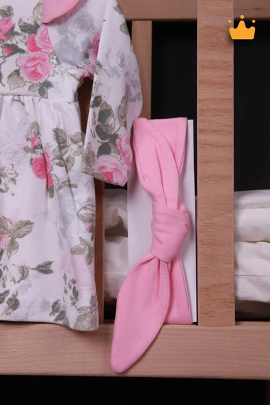Babyhola Kız Bebek Omuz Fırfır Detaylı Çiçek Desenli Bandanalı Elbise 23625 - 9