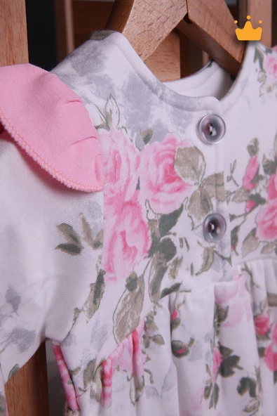 Babyhola Kız Bebek Omuz Fırfır Detaylı Çiçek Desenli Bandanalı Elbise 23625 - 8