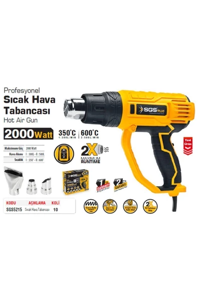 AlGeliyo    SGS Profesyonel Sıcak Hava Tabancası 2000 Watt SGS 5215