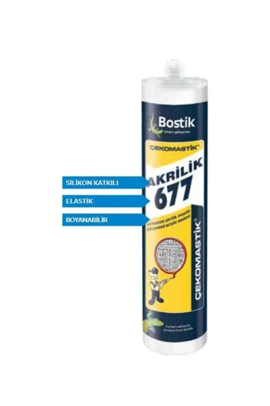 BOSTİK    Akrilik Mastik 677-beyaz 500 gr - 2 Adet