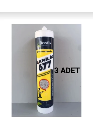 BOSTİK    Akrilik Mastik 677-beyaz 500 Gr - 3 ADET