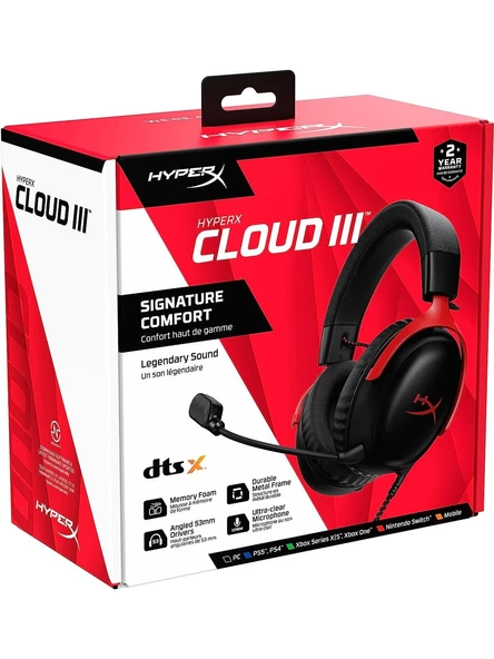 Hyperx Cloud 3  Kablolu Oyuncu Kulaklığı PC, PS5, Xbox Series  !!!!OUTLET!!! - 5