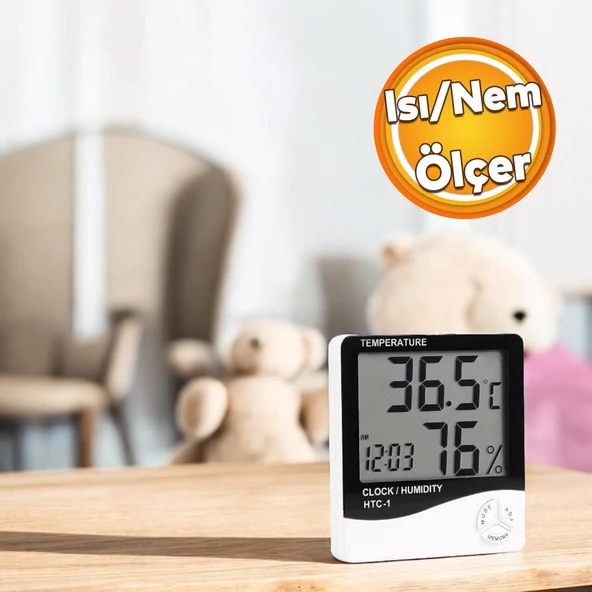 Bebek Odası Termometre Isı Nem Ölçer Oda Sıcaklık Ölçme Derece fahrenhayt Ekranlı Dijital Pilli