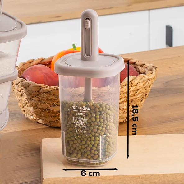 Porsima 1123 8li Etiketli Asmalı Kendinden Yapışkanlı Tezgah Üstü Standlı Döner Kapaklı Baharatlık Seti - 6