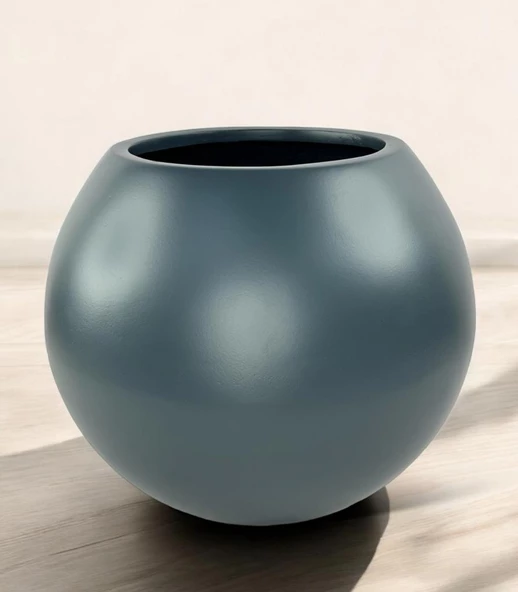 Nettenevime Fiber Saksı Antrasit Küre Yuvarlak Top Vazo Dekoratif Saksı Fiberglas 30*30cm - 2