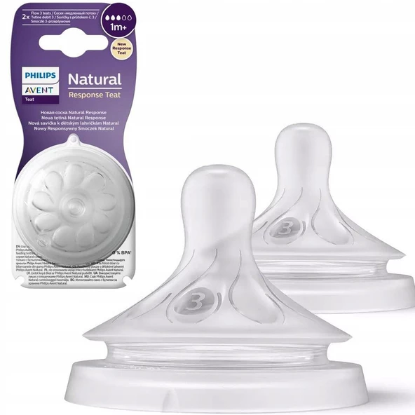 Philips Avent Natural Response 2'li Biberon Emziği, 3 Numara, 1 Ay+