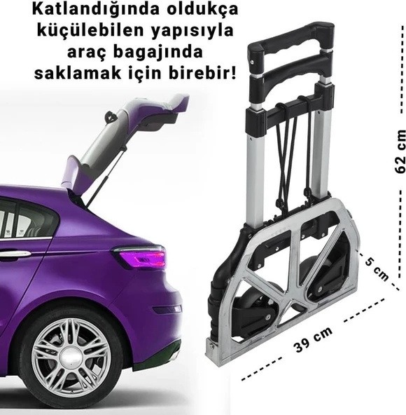 NEW-MAX Multi Fonksiyon Katlanır 70 Kg Kapasiteli Asma Aparatlı Portatif Koli Taşıma Aracı - 2