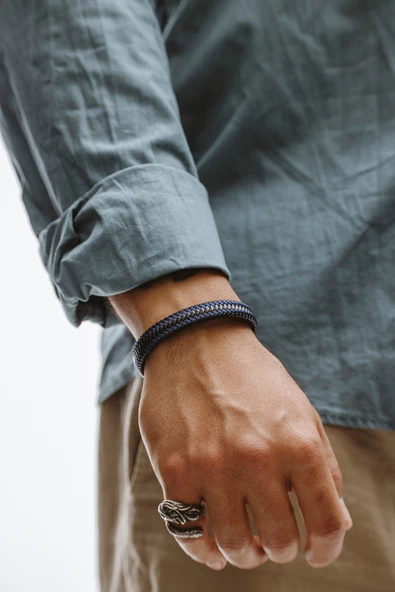 Çoklu Duble Örgülü Lacivert İpli Bileklik - 2