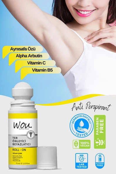 WOU World of Unique Ter Önleyici Ve Beyazlatıcı Roll On, Alpha Arbutin, Aynısafa Özlü Antiperspirant Whitening 75 ml - 4