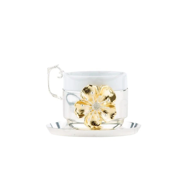 LOTUS ÇİÇEK NESCAFE FİNCANI GÜMÜŞ