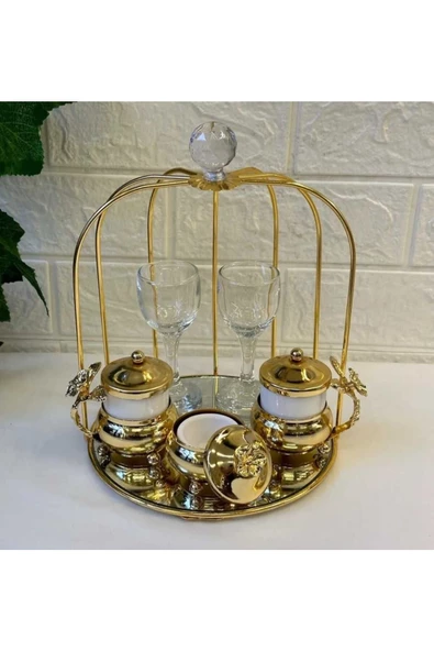 3 lü Gold aynalı tepsi sunumluk